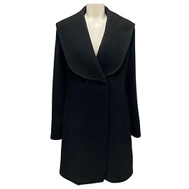 JW Anderson Black Oversize Collar Coat with Knot Buttons Black