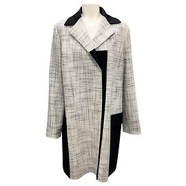 Jil Sander Navy Collection White / Black Double Breasted Tweed Coat White