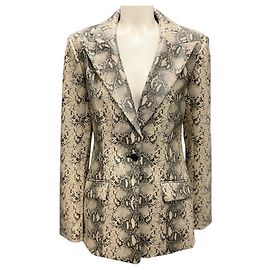 Jonathan Simkhai Blazer de un solo botón Afia en python Macadamia de Simkhai Beige