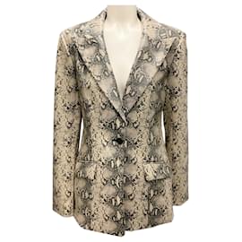 Jonathan Simkhai Simkhai Macadamia Python Afia Single Breasted Blazer Beige