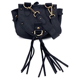 See by Chloé Bolsa de ombro mini Collins em couro preto com tassel Preto