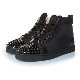 Tênis de cano alto com glitter e spikes Christian Louboutin Preto