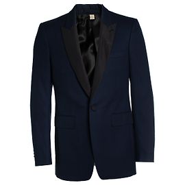 Burberry, blazer blu navy con colletto nero Blu