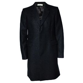 Glitzer-Wollmantel in Schwarz von Alexander McQueen Schwarz
