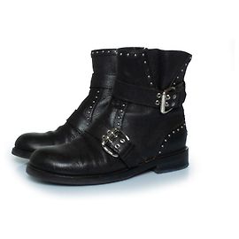 Botas de tornozelo de couro Blyss com studs da Jimmy Choo Preto