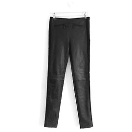 Louis Vuitton Herbst 2017 Leder- und Jersey-Skinny-Hose Schwarz