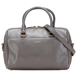 Borsa da viaggio classica in pelle grigia Saint Laurent Marrone