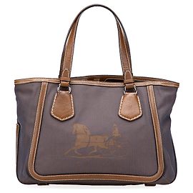 Céline Celine Brown Canvas Carriage Tote Brown