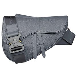 Dior Leather Saddle Bag Grey