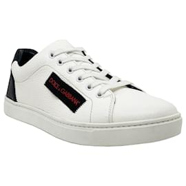 Dolce & Gabbana-Dolce & Gabbana Logo Leather Sneakers-White