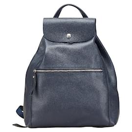 Longchamp Logo Leather Backpack Blue