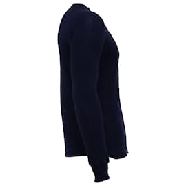 Fendi- Fendi Half-Buttoned Fitted Sweater in Navy Blue Cotton-Blue,Navy blue