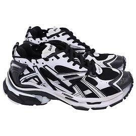 Balenciaga Runner Sneakers in Black and White Polyurethane Black