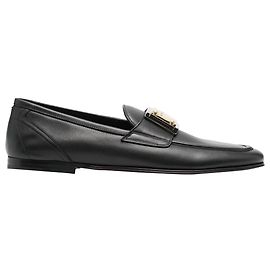Mocassins de couro com logo Dolce & Gabbana Preto