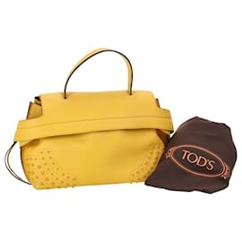 Tod's-Tod's Small Wave Bag in Yellow Leather-Yellow