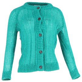 Prada Knopf-Cardigan aus Türkiser Wolle Andere