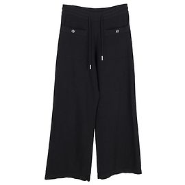 Calça de perna larga em algodão preto Chanel Preto