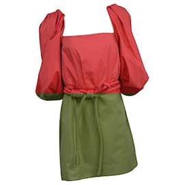 Johanna Ortiz- Johanna Ortiz Camelia Rhythm Belted Mini Dress in Coral Rayon-Orange,Coral