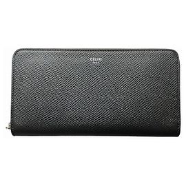 Céline Celine Large Zipped Wallet Long Wallet Black