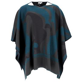 Poncho Estampado Escada em Lã Multicolorida Multicor