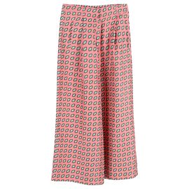 Calça larga cropped em twill estampado de seda multicolorida Etro Multicor