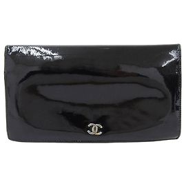 Chanel Black Bifold Long Wallet Black