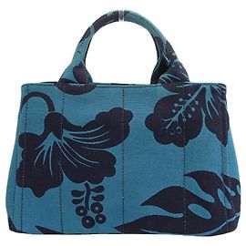 Prada Canvas Canapa Tote Turquoise Handbag Blue Turquoise
