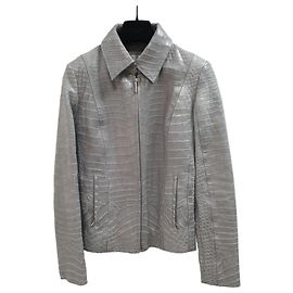 Zilli graue Krokodillederjacke Größe 40 Grau