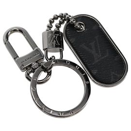 LOUIS VUITTON Eclipse Porte Cles Tab Key Holder metal Silver M63618 Auth 128810M Silvery Monogram