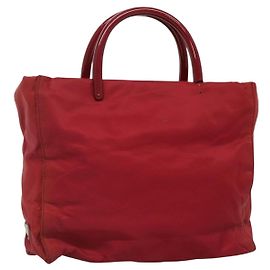 PRADA Tote Bag Nylon Rot Silber Auth bs27835 Silber Rot