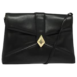 Givenchy-GIVENCHY Shoulder Bag Leather Black Gold Auth BA3952-Black,Golden