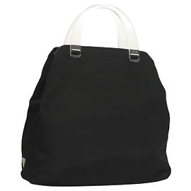 PRADA Borsa a mano in nylon nero argento Auth ti3274 Nero Argento
