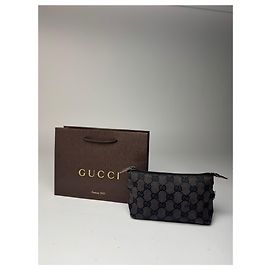 Borsa monogram in tela e pelle Gucci vintage nera Nero
