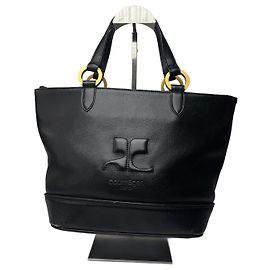 Vintage Courreges Paris Ledertasche schwarz Schwarz