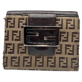 Vintage Fendi Monogramm Leder Geldbörse Braun Braun