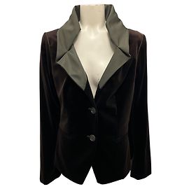 Etro Brown Silk Collar Velvet Blazer Brown