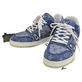 Baskets Denim Trainer Louis Vuitton Bleu
