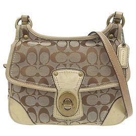 Borsa a Spalla in Tela e Pelle Coach F10567 Beige