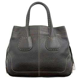 Tod's-Tod's Leather D Bag Handbag Dark Brown-Brown,Dark brown