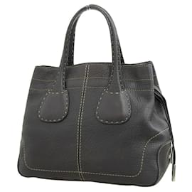 Tod's-Tod's Leather D Bag Handbag Dark Brown-Brown,Dark brown