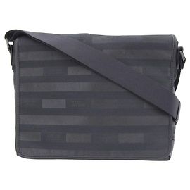 Sac messager en cuir enduit Armani Noir