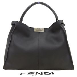 Bolsa de couro Fendi Peekaboo X-Lite Marrom Castanho escuro