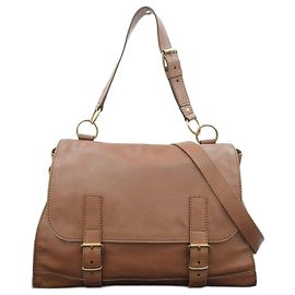 Sac messager 2WAY en cuir Yves Saint Laurent Marron