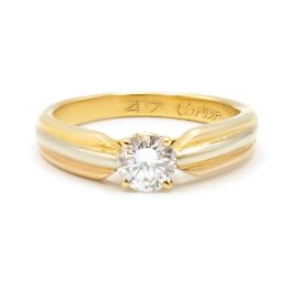 Bague Cartier Trinity Solitaire diamant or jaune rose et blanc taille 47 Doré