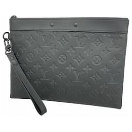 Louis Vuitton-Louis Vuitton Monogram Shadow Pochette To Go Clutch Bag-Black