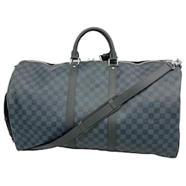 Louis Vuitton-Louis Vuitton Keepall Bandouliere 55 Boston Bag-Black,Blue