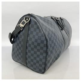 Louis Vuitton-Louis Vuitton Keepall Bandouliere 55 Boston Bag-Black,Blue