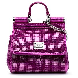 Bolsa Sicily mini de cetim roxa com cristais da Dolce & Gabbana Outro Roxo