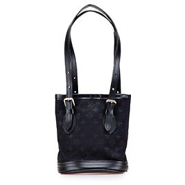 Schwarzer Monogramm Mini Satin Eimer Louis Vuitton Schwarz