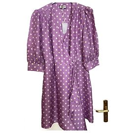Vestido envelope Paul & Joe de bolinhas em viscose e seda roxo Roxo